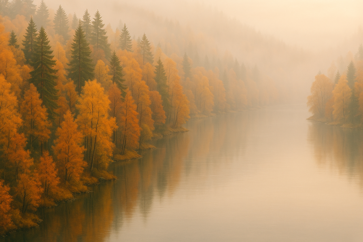 Autumn colourful forests, the start of the northern lights season and cosy hygge