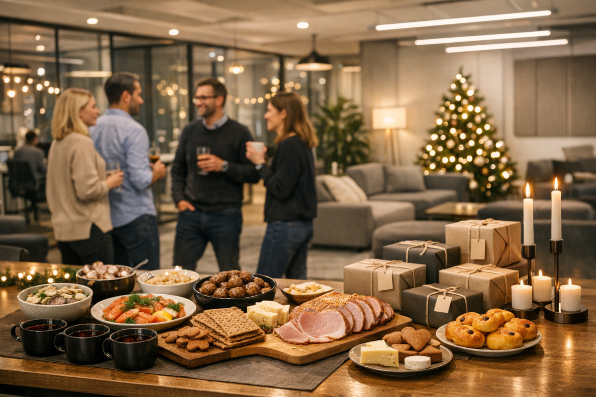 Christmas at the office corporate parties, employer-hosted Christmas dinners, and gifts for colleagues