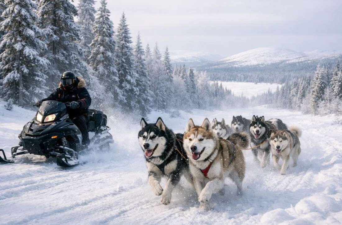 Husky & snowmobile