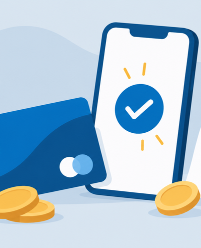Illustration of a bank card, a phone payment and krona coins for paying in Sweden